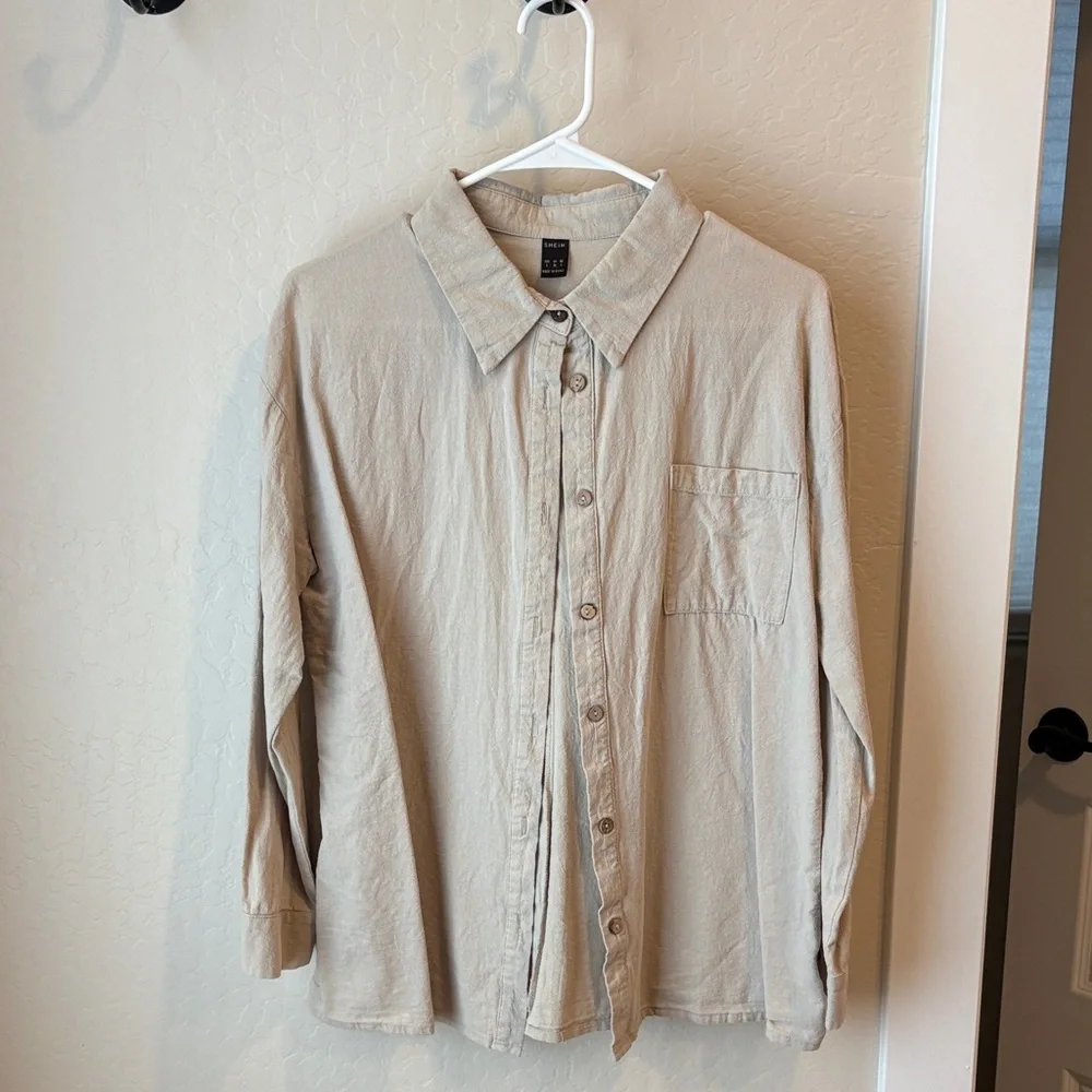 Beige Button-Up Shirt - Picture 1 of 1